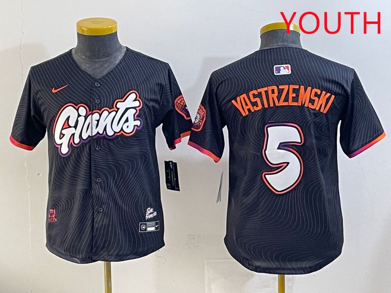 Youth San Francisco Giants 5 Yastrzemski Black Joint Name 2025 Nike MLB Jersey style 31